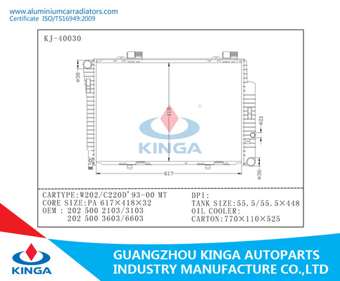 W202/C220D' 93-00 MT Aluminum Car Radiators OEM 2025002103/3103 For BENZ supplier