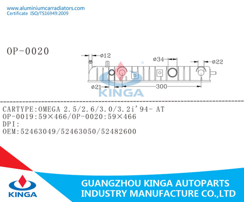 OMEGA 2.5/2.6/3.0/3.2I'94 Radiator Plastic Tank OEM 52463049/52463050/52482600 supplier