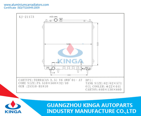 Oil Rdiator Fan For Hyundai 2001 Terracan 3.5i V6 4wd Oem 25310-H1810 Repair aluminum radiator supplier