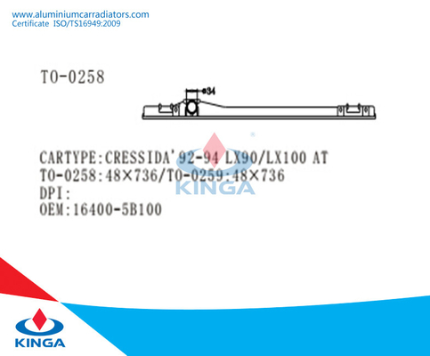 Radiator Top Tank For Toyota Cressida '92-94 LX90 /  LX100 At Radiator OEM 16400-5B100 supplier