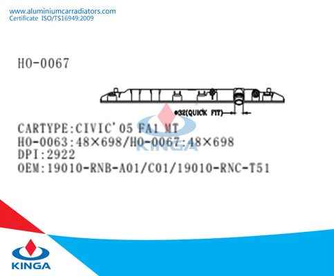 For CIVIC'05 FA1 Bottom Radiator Plastic Tank 19010-PNB-A01/C01 19010-RNC-T51 supplier