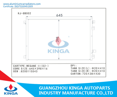 Auto cooling Toyota AC Condenser Of Renault Megane 11(02-)  OEM 8200115543 supplier