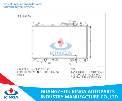 Aluminium Car Radiators / Auto Cooling Radiator For Mitsubishi Lancer'07-At supplier