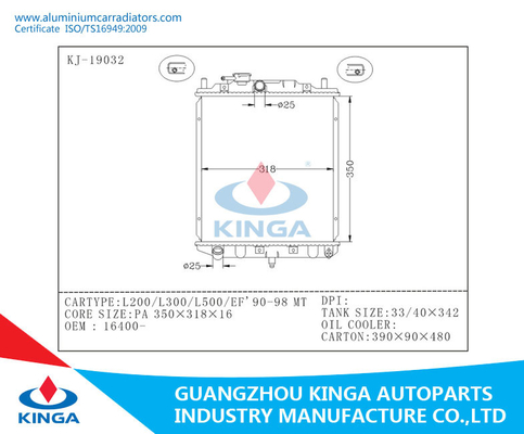 High Performance Auto Aluminium Radiators DAIHATSU L200/L300/L500/EF'90-98 MT supplier