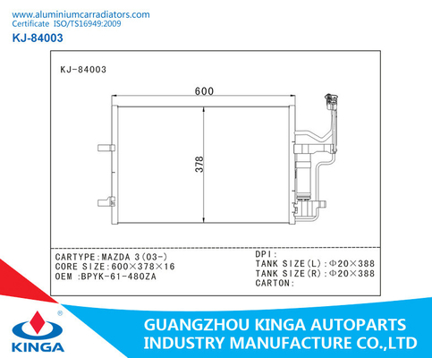 MAZDA 3 (03-) Auto A C Condenser OEM BPYK-61-480ZA Open Type Structure supplier