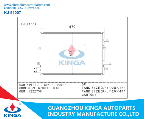 FORD MONDEO (00-) Auto AC Condenser Replacement  OEM 1222758 Aluminum Material supplier