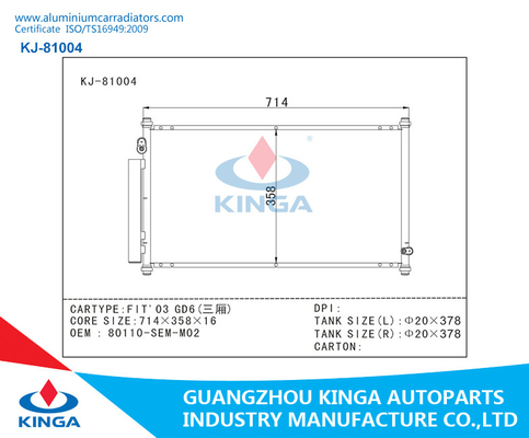 High Performence Auto Condensor Of FIT'03 GD6 OEM 80110-SEM-M02 supplier