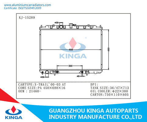 21460- Aluminum Core Plastic Tank Radiator X -Trail Nissan Radiator 12 months Warranty supplier