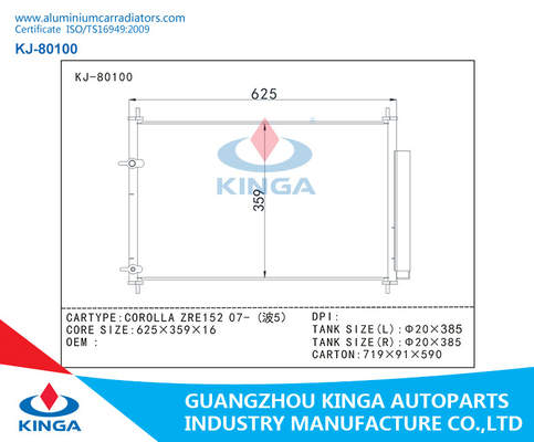 Auto Condenser For Toyota Corolla Zre152 07- OEM 88450-02280 With Fin in 5mm supplier