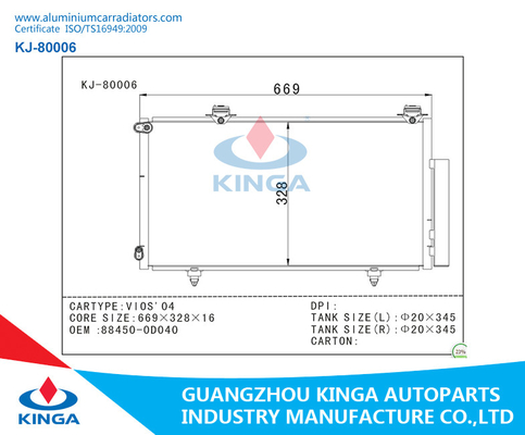 VIOS 04 Car Auto AC Condenser for VIOS'04 replace parts Air condition for after market supplier