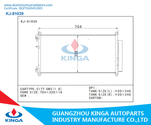 CITY GM3(1.8) Auto AC Condenser For HONDA Material Aluminum , Car AC Condenser supplier