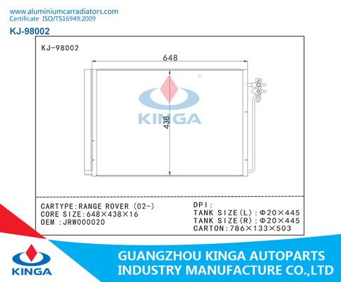 Open Type Aluminum Auto AC Condenser Of RANGE ROVER (02-) WITH OEM JRW000020 supplier