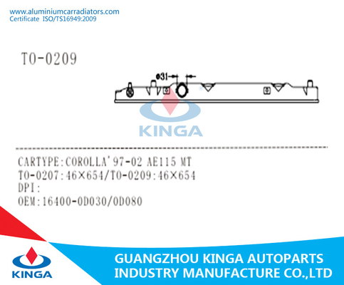 TOYOTA COROLLA 1997-2002 AE115 MT Radiator Plastic Tank OEM 16400-0D030/0D080 supplier