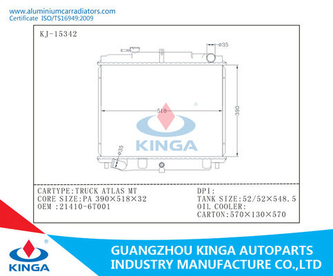 Nissan Aluminium Car Radiators Auto Parts For TRUCK ATLAS MT WITH OEM 21410-6T001 supplier