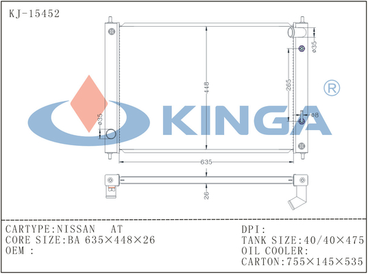 Nissan Aluminium Car Radiators For Infiniti G35'08-13 At After Market Type supplier