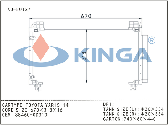 88460-0d310 Auto AC Condenser Air Conditioner for Toyota Yaris 14- 12 Months Warranty supplier