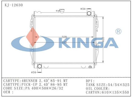 Best Cooling System Radiator of Toyota 85-91 4runner 2.4d'/Pick-up supplier