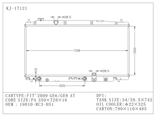 Aluminum Auto Honda Aluminum Radiators FIT ' 2009 GE6 / GE8 PA16 / AT supplier