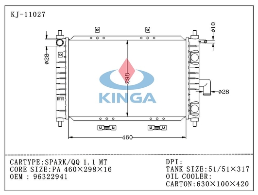 1100cc Daewoo Spark and QQ Custom Aluminum Radiator Replacement OEM 96322914 supplier