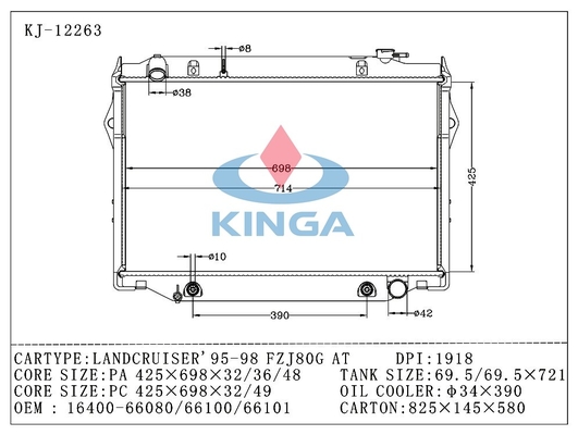 95 - 98 FZJ80G Toyota Landcruiser Radiator Replacement , Automatic transmission supplier