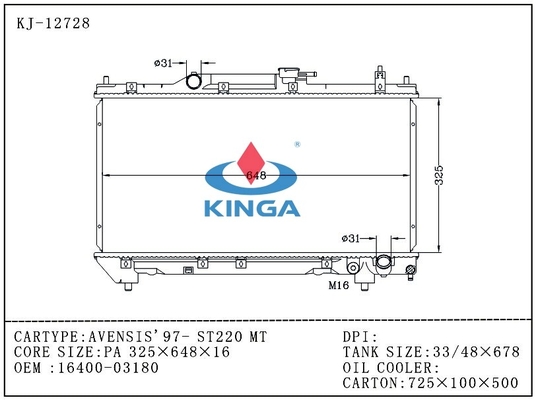 AVENSIS - ST220 1997 Toyota Radiator OEM 16400 - 03180 Car Engine Cooling Part supplier