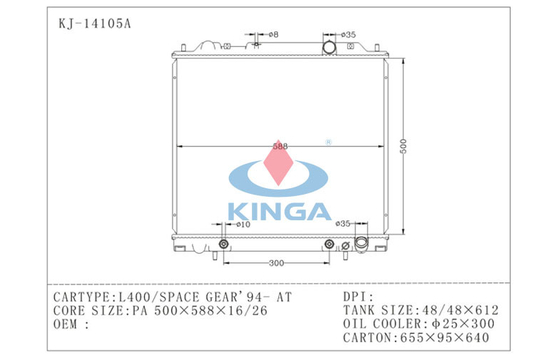 L400 Space Gear 1994 Mitsubishi Auto Radiator With Aluminum Core Plastic Tank supplier