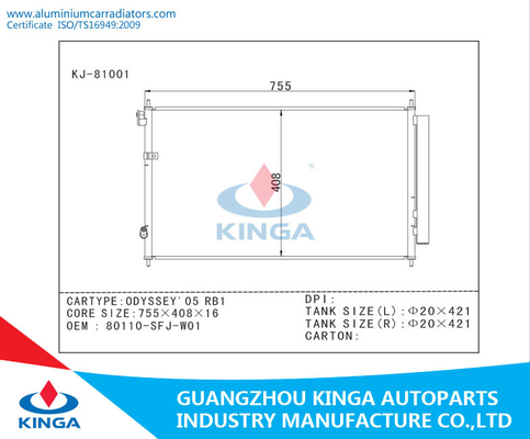 OEM 80110 - SFJ - WO1 Aluminum Toyota Car Condenser For ODYSSEY 2005 RB1 Air Conditioning supplier