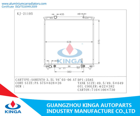 2003 - 2006 3.5L V6 Hyundai SORENTO Radiator OEM 25310-3E200 PA26 / AT DPI 2585 supplier