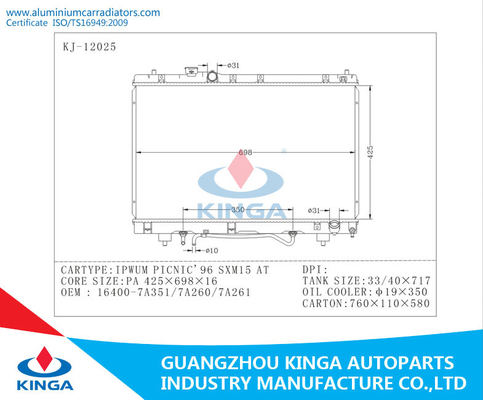 High Performance Toyota Radiator For IPWUM PICNIC 1996 SXM15 OEM 16400-7A351 supplier