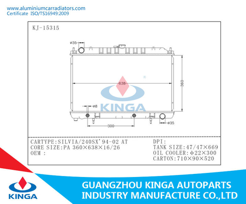 Replacement Aluminum Nissan Radiator for Silvia 240sx Vehicle Year 94 - 02 supplier